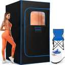 X-Vcak Sauna Box, Portable Sauna, Portable Steam Sauna for Home, Sauna Tent with Steamer, Remote Control, Folding Chair, 9 Levels, 2.6’ x 2.6’ x 5.9’