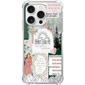 God is Within Her Bible Verse Case for iPhone 16 Pro Max,Boho Cross & Mountain Shockproof,Unique Soft TPU Bumper Case Compatible for iPhone 16 Pro Max