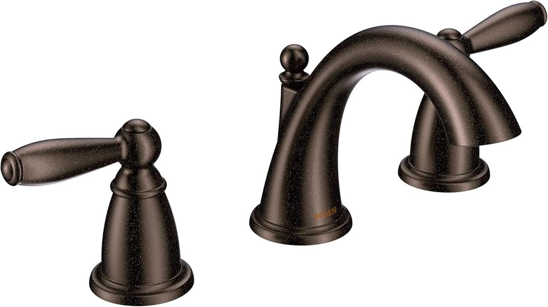 Moen Brantford Oil-Rubbed Bronze Two-Handle Widespread Bathroom Faucet Trim Kit Bathroom Faucets for Sink 3-hole Deck Mounted Setup, (Valve Required), T6620ORB