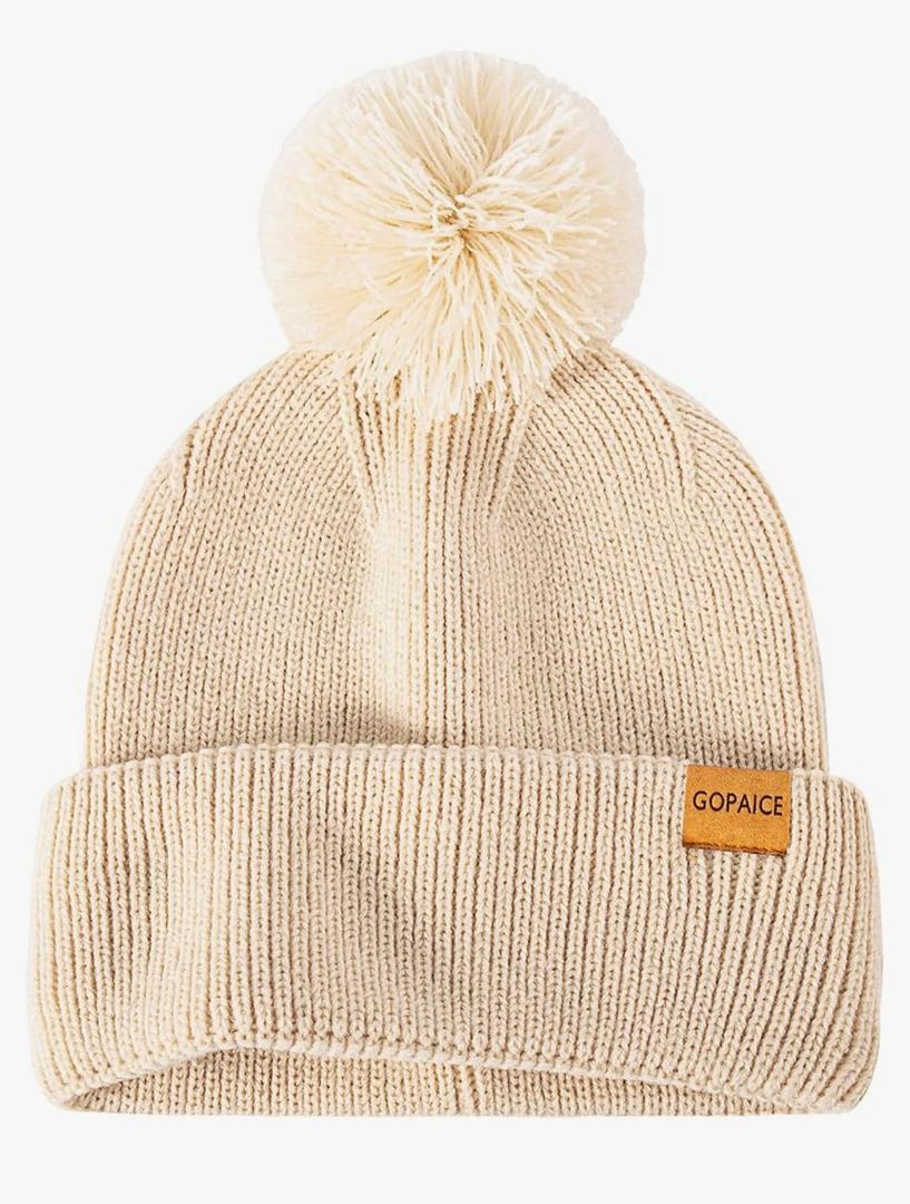 Gopaice Womens Winter Knitted Beanie Hat, Knitted Soft Ski Cuff Cap with Pom Pom Warm Fleece Lined Hat,Pack Of 7, Adult Size