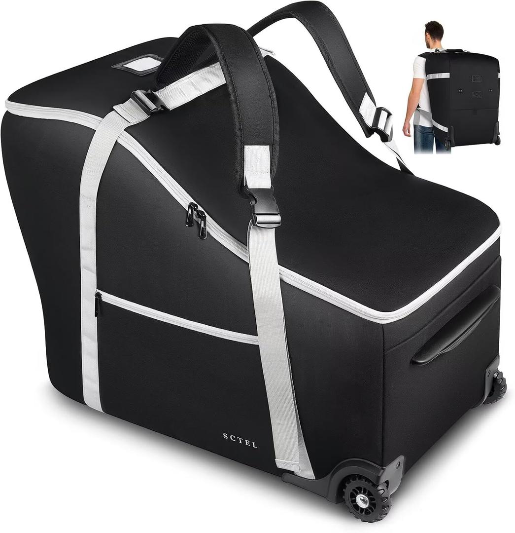 Infant Car Seat Travel Bag Backpack for Airplane, Fits Doona Car Seat Stroller and Base, Padded Carseat Cover for Air Travel, Nuna Pipa Car Seat Travel Bag with Wheels