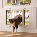 Cat Door for Window, Adjustable 23"-28", 4 Locking Modes + Extra Security Lock for Outside Safety, Window Pet Door with Magnetic Self-Closing, No-Drill Installation, Weatherproof Aluminum Frame Insert