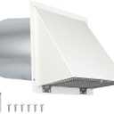 6 Inch Hooded Wall Vent with Screen and Damper,6 Inch Exhaust Vent Cover Cap for Outdoor Kitchen Range Hood Dryer Ventilation,Outside Wall Mount Extractor for House Air Exhaust,Galvanized Steel,White