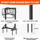 Stable Garden Hose Holder with Storage Basket and Tool Hooks, Heavy-Duty Garden Hose Storage Metal Hose Hanger Holds 160Ft, Rustproof Freestanding Water Hose Holder for Outside,Yard,Lawn,Farm