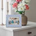 Coquette Blue Chinoiserie Christmas Tree Picture Frame 5x7, Blue and White Christmas Photo Frame, Grandmillennial Xmas Wall and Tabletop Display Picture Photo Frames for Home Office Decor