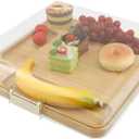 2-in-1 Charcuterie Board with Locking Lid Travel, Travel Portable Bamboo Cheese Board for Kitchen, Multipurpose Covered Serving Tray with 5 Compartments for Kitchen New Home