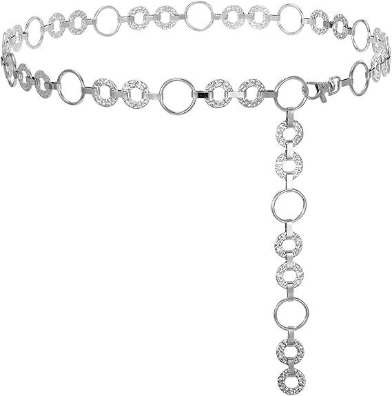 WHIPPY Metal Waist Chain Belt Women Adjustable Body Link Belts Ladies Fashion Chain for Jeans Dress