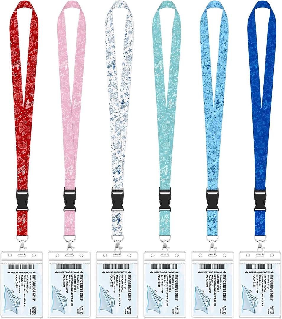 6 Pack Lanyards for Cruise Ship Cards with Waterproof ID Card Badge Holders for Royal Caribbean Cruise Essentials 2026Ocean