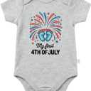 Habudda 4th of July Baby Outfit 250 Anniversary Independence Day Newborn Infant Bodysuit USA Flag Patriotic Short Sleeve 0‑6M