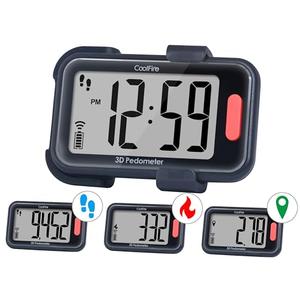 CoolFire - Pedometer, 2025 Indoor & Outdoor 3D Clip-On Pedometer, Accurate Step Counter for Walking Steps and Miles, Calories, Ankle Step Tracker for Fitness, Optional App (mat Black)