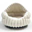 Hooded Cat Beds for Indoor CatsCozy Dog Cave Bed,Cozy Nook Dog Bed for Small Dogs,Anti-Slip Puppy Bed Fits up to 22 lbs for Dogs or Cats(White Stripe, Medium)