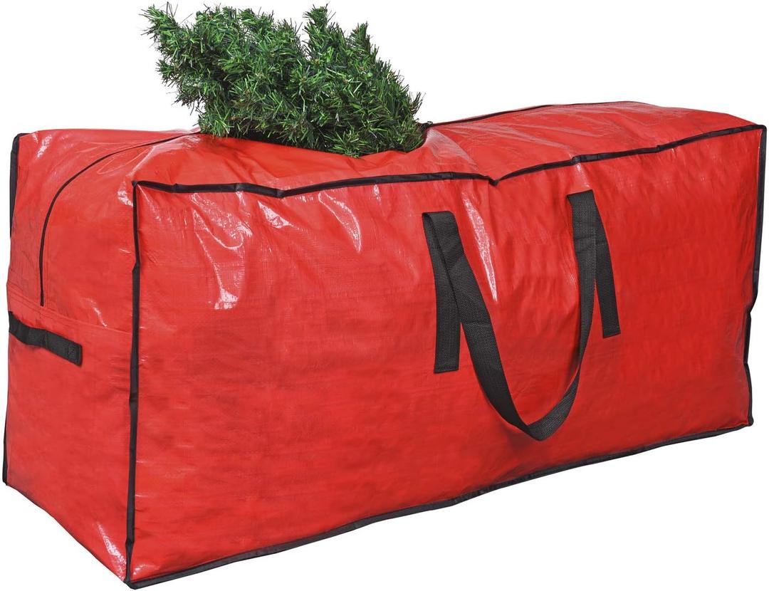 Primode Christmas Tree Storage Bag Fits Up to 7 Ft. | Tall Disassembled Tree I Holiday Tree Storage Case | Protective Zippered Artificial Xmas Tree Bag (9ft, Red)