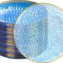 DaYammi 100 Pcs Clear Blue Gold Plastic Plates, Clear Hammered Plastic Plates, Blue Party Platos, Disposable Salad/Dessert Platos, 7-Inch Disposable Dessert/Appetizer Platos Perfect For Party