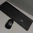 Wireless Keyboard and Mouse Combo, MARVO 2.4G Ergonomic Wireless Computer Keyboard with Phone Tablet Holder, Silent Mouse with 6 Button, Compatible with MacBook, Windows (Black)