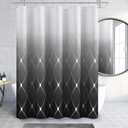 Black and White Shower Curtain, Black Ombre Geometric Men Bath Curtains for Bathroom, Masculine Shower Curtain, Durable and Machine Washable, 72 x 72 Inches, Black White and Gray