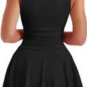 Kaximil Women's Square Neck Ruffle Hem Mini Dress Ruched Waist Short Party Dresses (Black, XL)