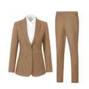 Women Suits 2 Piece Set Slim Fit Suiting Lady Formal Khaki Jacket Outfit Business Office One Button Blazer Pant for Work-S