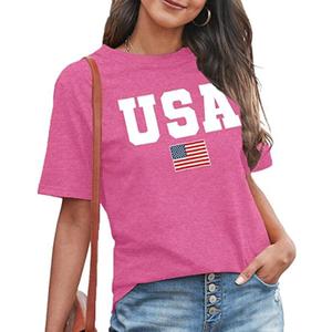4th of July Shirts Toddler Boys Girls American Flag USA T-Shirt Kids Patriotic Tee Tops (Pink) Medium