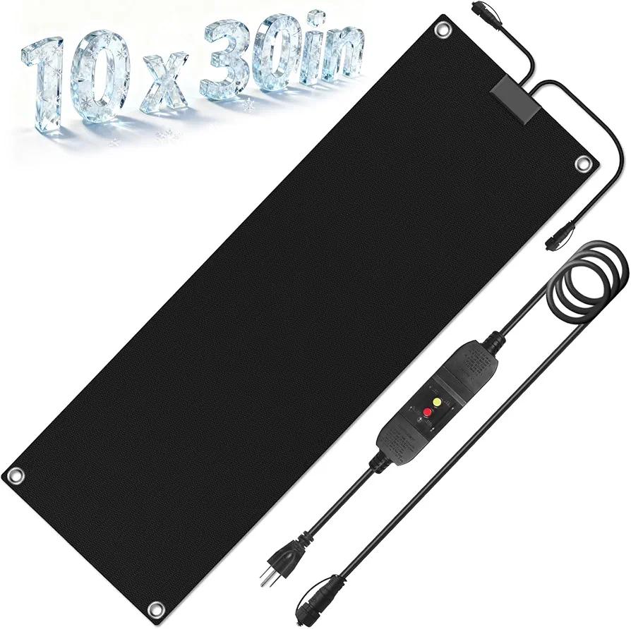 10x30in Heated Snow Melting Mats,No-Slip Rubber Heated Outdoor Mats,Snow and Ice Melting Mats for Winter Outdoor Stairs,Steps,Doorways,Walkways,Driveway,3 in/h Melting Speed