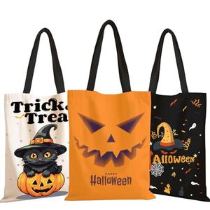 TYL&TYS Halloween Treat Bags, 3Pcs Trick or Treating Bags, Halloween Candy Canvas Tote Gift Bag, Reusable Grocery Boo Basket for Kids