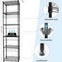 SUNLPH 6-Tier Wire Shelving Adjustable Shelves Unit Metal Storage Rack for Laundry Bathroom Kitchen Pantry Closet Organization (Black, 16.6" L x 11.4" W x 64.6" H)