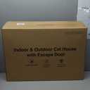 Heated Cat House for Outside, Waterproof Awning & Escape Door Heated Cat Houses for Indoor/Outdoor Cats in Winter, Elevated & Insulated Outdoor Cat Shelter for Feral Cat(Black Camo, 25.2"x16.5"x13")