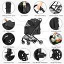 Medium Dog Stroller, Kenyone Pet Stroller for Medium Dogs Up to 55lbs, Lightweight Aluminum Frame, One Click Folding, Large Cat Stroller with No Zip Entry, Detachable Mesh, Multiple Pockets, Black