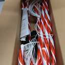 COOLWUFAN 12 Pack Christmas Candy Cane Pathway Markers, 17'' Christmas Outdoor Decorations Pathway Lights with 60 Warm Lights for Indoor and Outdoor Xmas Holiday Party Patio Yard Decor (Red)