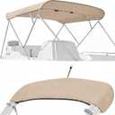 900d Boat Bimini Top Replacement Canvas Cover, Waterproof UV Resistant Marine Canopy with Zipper Sleeves & Storage Boot, Fit Pontoon, Jon Boats (Frame Not Included)
