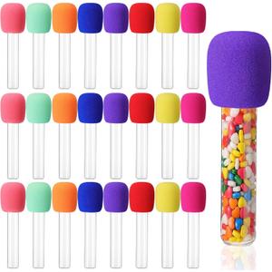 Glooglitter 24 Sets Microphone Candy Tubes Fake Colorful Prop, Microphone Rock Star Toy Candy Tube, for Karaoke Disco Theme Birthday Party Disco Singer Stage Costume Prop (Classic)