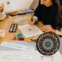 3-in-1 Mandala Ruler Tool with Holes, Mandala Dot Art Circle Maker, Compass Protractor Straight Ruler for Dot Art Geometric Mandala Pattern Design, Medium Size (30cm/12)