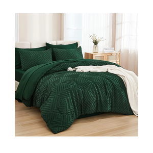Andency Oversized King Comforter 7 Pieces Dark Emerald Green  Bed in a Bag Oversized King Size Boho Lightweight Fluffy Tufted Bedding Sets with Comforter, Sheets, Pillowcases & Shams