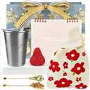 9 Pcs Book Lover Gifts- Stainless Steel Water Cup Tote Bag Notebook Bookmarks etc Suitable Gifts for book lover women Book Clubs Library Lover Bookworms Book Gift Birthday (Red)