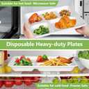 Compostable 5 Compartment Plates Disposable, 10.25 x 8.25 inch, [50-Pack] Heavy Duty Paper Plates with dividers, Sturdy School Lunch Trays, White Large Paper Dinner Plates for Buffet Party