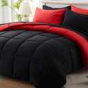 Anluoer Full Size Comforter Sets 7 Pieces, Black Bed in a Bag Bedding Set with 1 Comforter(82"*86"), 2 Pillow Shams, 2 Pillowcases, 1 Flat Sheet, 1 Fitted Sheet(54"*75") | Softness, High Quality, Lightweight, Comfort, Breathable