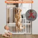 40" Extra Tall Baby Gate for Stairs, Auto Close Stroller Friendly Dog Gate Indoor for Doorways, Pressure Mounted 29"-40" Wide Baby Gate, Easy Walk Through Gate for Children & Pets, White