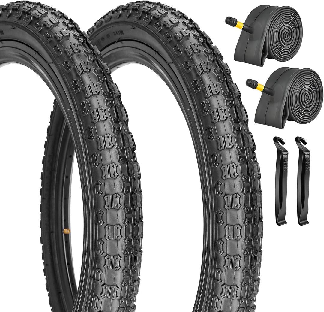 2 Pack Bike Tires and Tubes BMX for Kids Bike 12.5"/14"/16"/ 18"/ 20"x2.125" Compatible with 12.5"/14"/16"/ 18"/ 20"x1.75"/2.125" for Trail Commuter Pavement Bicycles