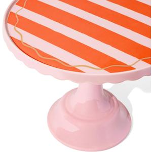Pink/Red Blue Distressed Stripe Melamine Cake Stand for Celebrations by Emergency Confetti – Tiered Dessert Display at Birthdays, Weddings & All Gatherings – Stylish Presentation In Every Occasions