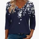 Zeagoo 3/4 Length Sleeve Womens Tops Casual V Neck Shirts Soft Basic Tees Business Work Blouses L