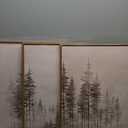 Beige Foggy Pine Tree Framed Canvas Wall Art Set,Modern Misty Forest Wall Decor,Nature Landscape Brown Art Print for Living Room,Bedroom-16 x24 x3