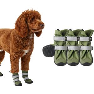Spark Paws Dog Shoes, Waterproof Dog Boots for Medium to Large Dogs, Non Slip, Breathable Dog Booties and Paw Protectors - 4PCS Doggie Hiking Boots with Reflective Straps - Green, Size 3