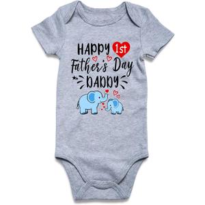 Lovekider Father's Day Baby Boys Bodysuits I Love You Daddy Infant Romper Jumpsuit Funny Newborn One-piece Outfit 12-18 Months (Gray)