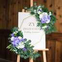 Petalivebioom Artificial Wedding Arch Flowers (Pack of 2), White Wedding Flowers for Wedding Welcome Ceremony Sign, Faux Floral Swags, Banquet and Reception Backdrop Floral Decoration (White & Purple)