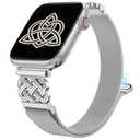BEEXI Stainless Steel Magnetic Loop Compatible with Apple Watch Band 49/46/45/44/42mm Women Mesh Celtic Knot Dressy Strap for iWatch Series 11/10/9/8/7/6/5/4/3/2/1/Ultra(1/2/3)/SE(1/2/3) Silver