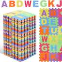 Nuanchu 72 Tiles Foam Puzzle Play Mat Set, Kids Puzzle Exercise Mat Separable Alphabet, Numbers & Animals Pattern Interlocking Floor Foam Rug for Home Kindergarten Nursery Play Room