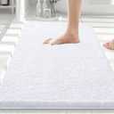 Smiry Luxury Chenille Bathroom Rugs 30x20, Extra Soft and Absorbent Shaggy Bath Mat, Machine Washable, Non-Slip Plush Carpet Runner for Tub, Shower, and Floor, Home Decor Accessories, White