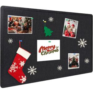 Large Bulletin Board - Foldable 24x17 Inches Cork Board Alternative, Self-Adhesive Felt Bulletin Board for Wall, Home Office Classroom Decor (Black)