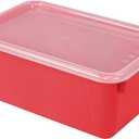 Storex Cubby Bins with Clear Lids, 12.25" x 7.75" x 5.13", Red, Pack of 1