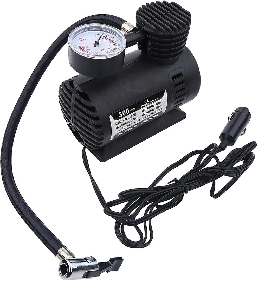 Portable Air Compressor, Mini Car Tire Air Pump Infaltor Pump, Electric Air Compressor for Car, Plastic Small Tire Inflator Portable Air Compressor 300 PSI