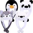 Toulite 4 Pcs Cute Plush Funny Animal Hats Funny Winter Hats with Delicate Animal Ear Straps